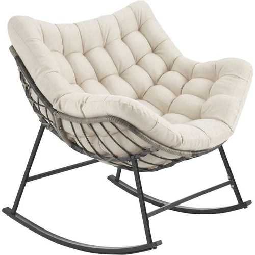 XXL Rocking Chair with Steel Frame – Cream